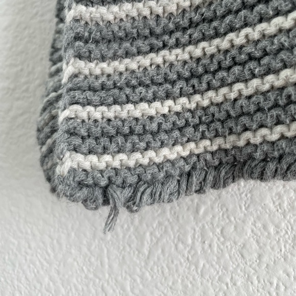 Frame gray & white striped scoop neck split sleeve cotton sweater | S - Picture 9 of 13